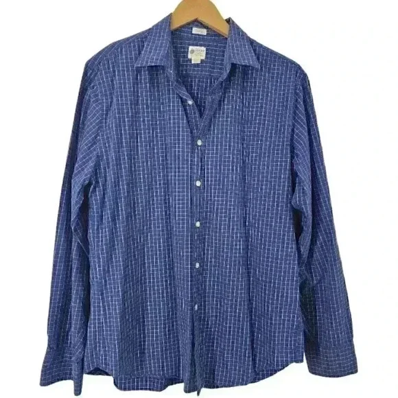 💥   cotton Tailored Fit Checkered Button Down Casual Men's Shirt L