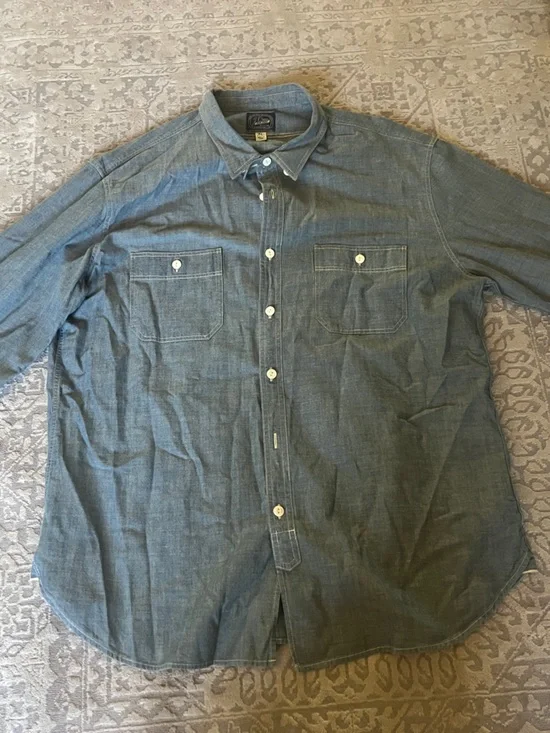 J. Crew Men's Denim-Blue Button-Down Workshirt