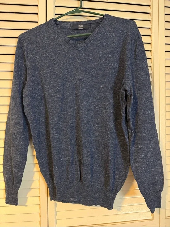 J. Crew Men’s Heather Navy V-Neck Sweater