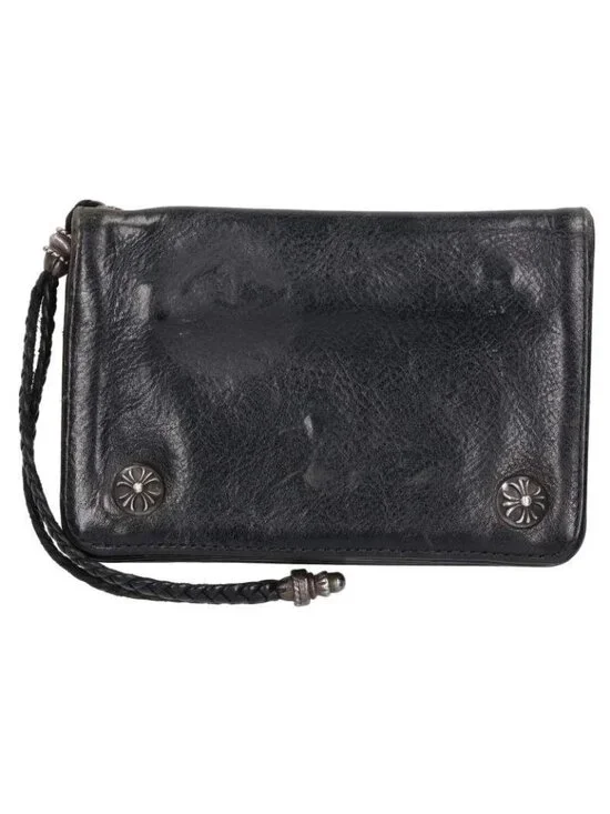 Chrome Hearts Strap Cross Ball Button Leather Wallet