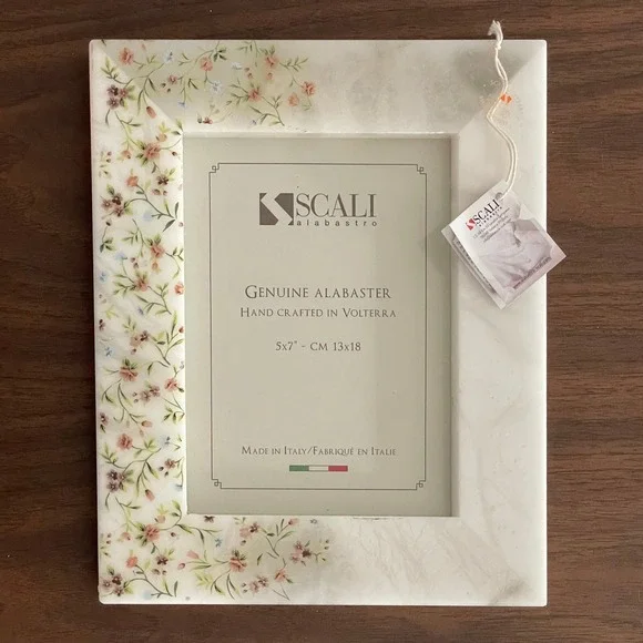 Scali Alabastro 5x7 Genuine Alabaster Frame Floral Italian‎ Handcrafted NEW