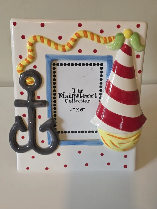 Red & White Nautical Ceramic Photo Frame