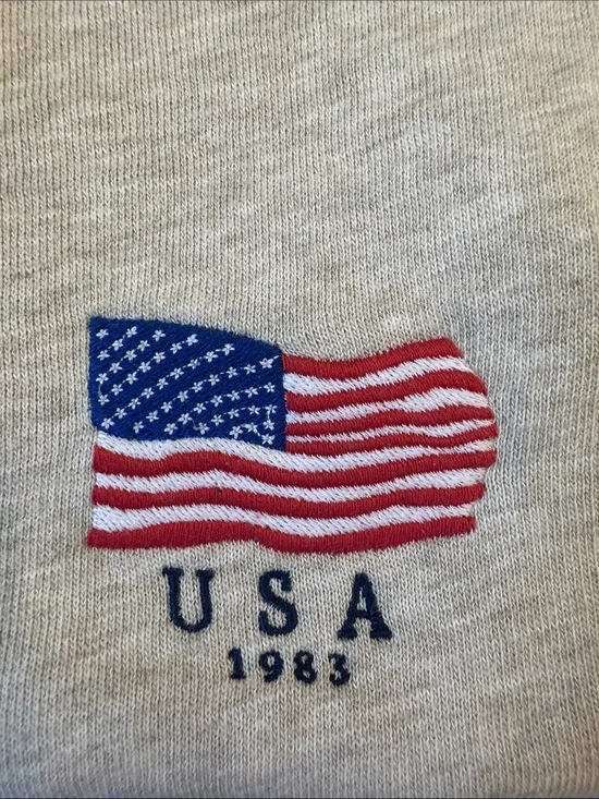 J. Crew '83 fleece sweatshirt with flag embroidery