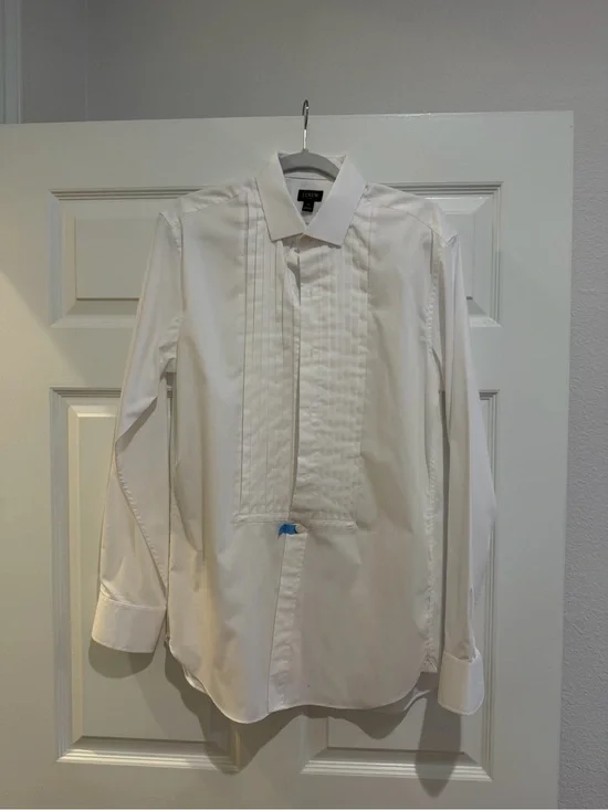 J. Crew White Pleated Front Men's Tuxedo Dress Shirt