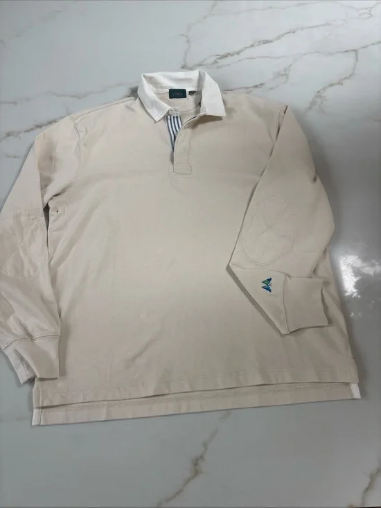 J crew Men's Rugby Polo Shirt large- Cream