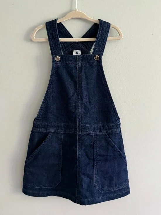 Petit Bateau French Denim Pinafore Jumper Dress Size 6Y 116 cm