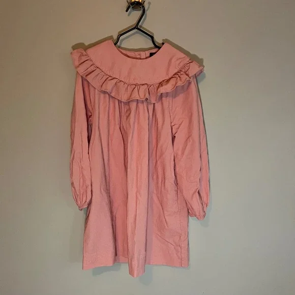 Polo Ralph Lauren Girls Pink Corduroy Ruffle Collar Dress Size 6 Long Sleeve