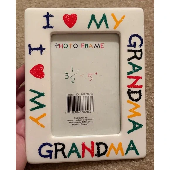I Love My Grandma Picture Frame 3.5x5 Inches Ceramic/Resin, 90s Vintage- Read
