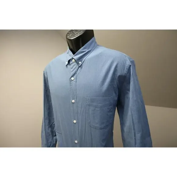 J Crew Slim Fit Dress‎ Shirt Blue Stretch Long Sleeve Button Up Mens Size Large