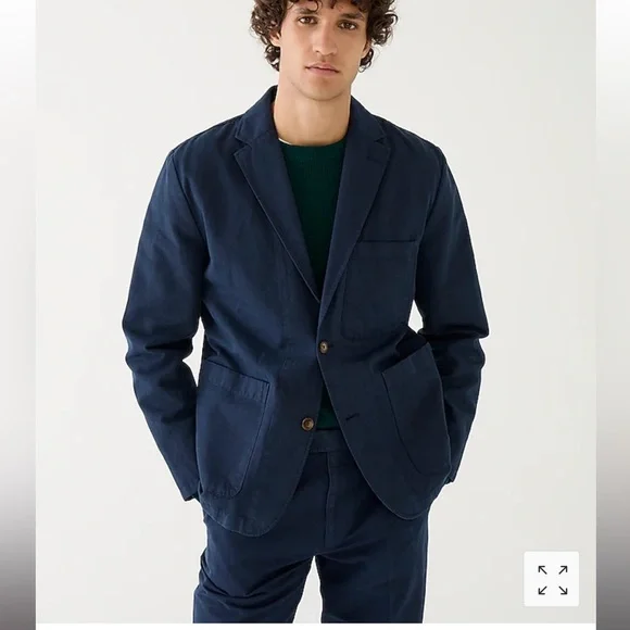 New J‎ Crew Garment-dyed-cotton-linen blend chino suit jacket