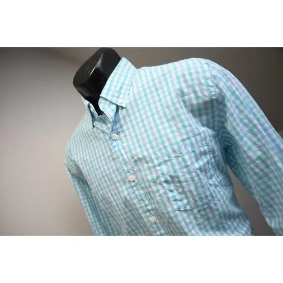 J Crew Dress Shirt Plaid Button Up Front‎ Pocket Long Sleeve Mens Sz Medium NWT