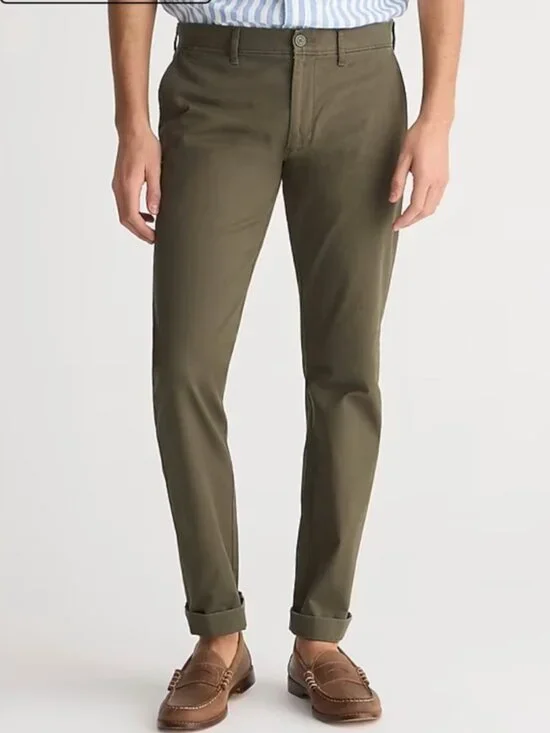J. CREW Men's 484 Slim Stretch Chino Pants Army Green | Size‎ W34 X W32