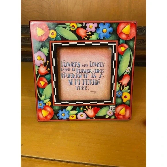 Mary Engelbreit Ceramic Picture Frame Friendship Coleridge Quote Floral 5x5