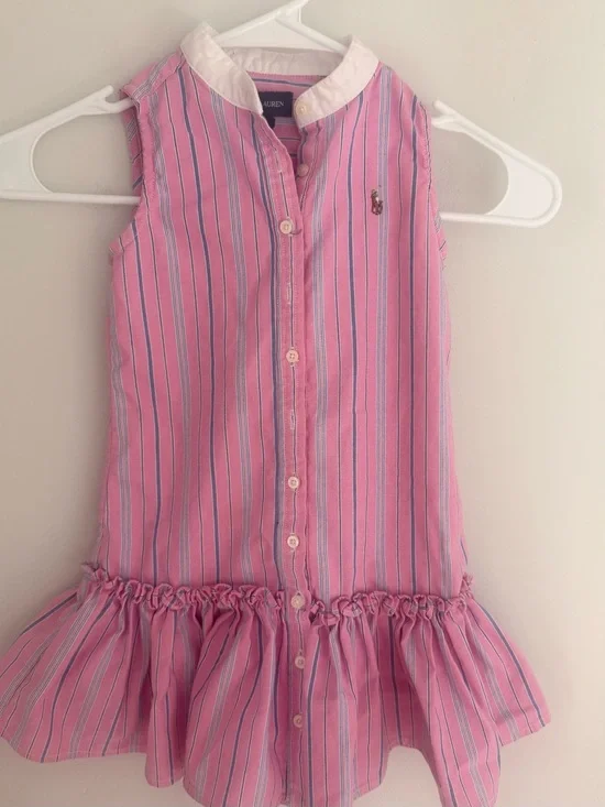 Vintage Ralph Lauren Pink Striped Dress – Size 4T, 2014 Collection