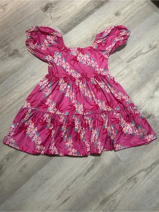 Sweet Honey Hawaii Girls' Pink Floral Tiered Dress 3T