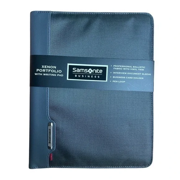 New Samsonite Xenon Business Portfolio  Writing Pad Steel Gray Ballistic Fabric