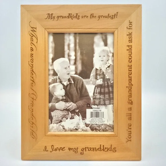 Decorel Wood Picture Frame Grandparents 4x6 Natural Engraved Sentiments Family‎