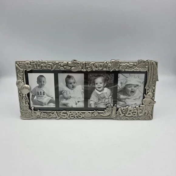 New Vtg 1997 Royal Limited Silver Baby Panoramic Photo‎ Picture Frame #121570