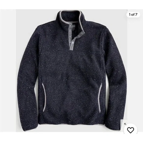 J Crew Nordic Mockneck Pullover Sherpa Fleece Navy Blue Pullover Size Large NWT