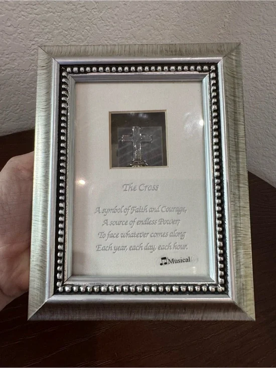 Amazing Grace Music Box Picture Frame “The Cross” Tabletop Decor Inspiration
