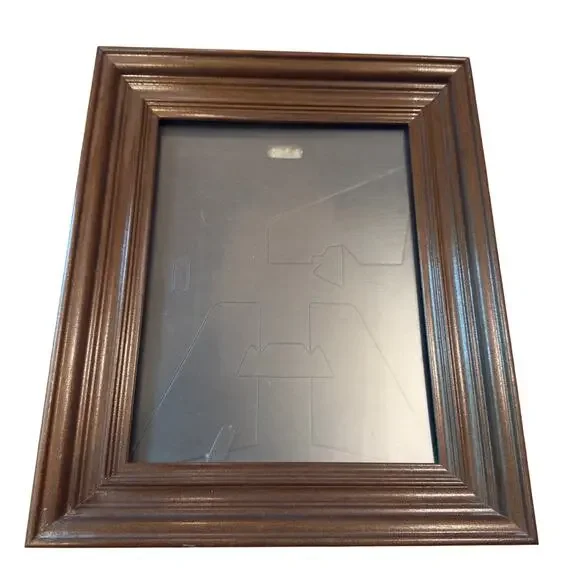 Vintage Ornate 10x13 Spoon Carved Brown Wood Canvas / Picture Frame w/ Backer