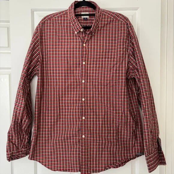 J.Crew Classic Fit Red Plaid Button Down Shirt - Size XL - 100% Cotton