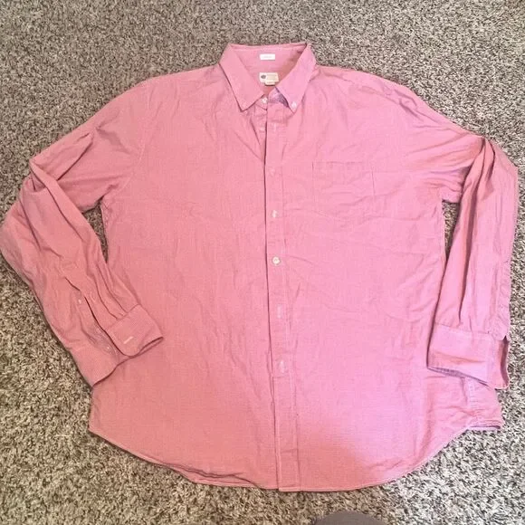 J.Crew Tailored Fit Pink Gingham Check‎ Button-Down Shirt Cotton Casual Dress XL