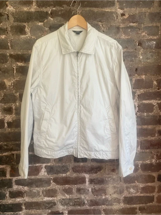 J.Crew Lightweight  Chore Jacket 100% Cotton Standing Collar Natural (ptp 22”) M