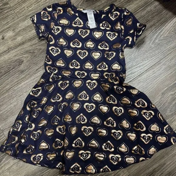 Guess 4T Black and Gold Hearts Dress
