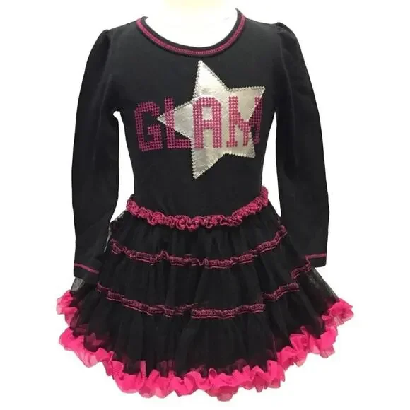 Girls GLAM Tutu Top sz 2T Hot Pink & Black Tutu 2T