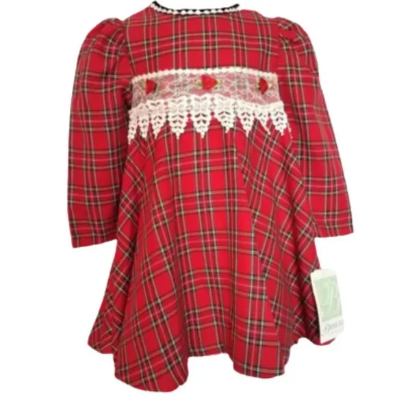 Bonnie Jean Red Plaid Christmas Dress - Toddler Girl's 2 T