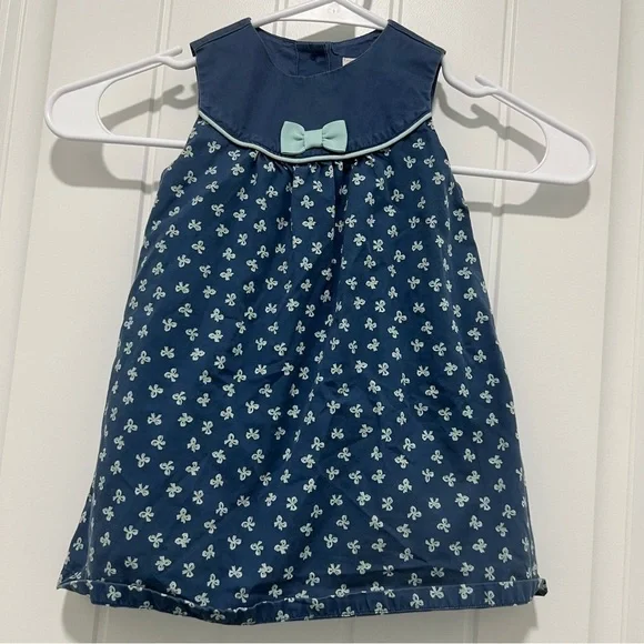 Janie and Jack Baby Blue Bow Pattern Dress Size 6-12 Months