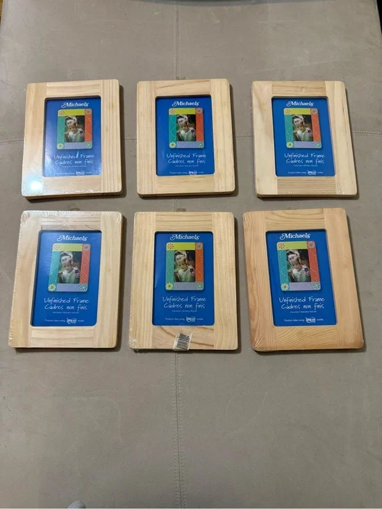 Michaels Natural Wood Unfinished Picture Frames - Light Wood (Set of 6)