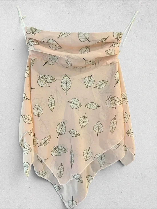 Set of 4 Sheer Leaf-Print Face Mask Scarfs