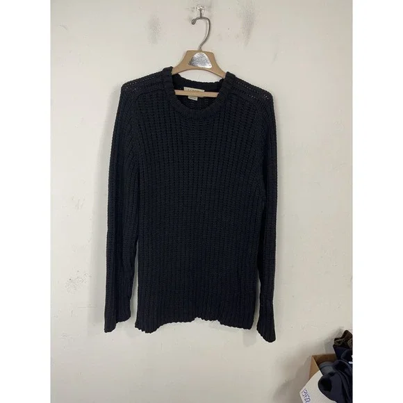 J Crew Mens Sweater XL Navy Blue Fisherman Cotton Heavyweight Knit Nautical‎