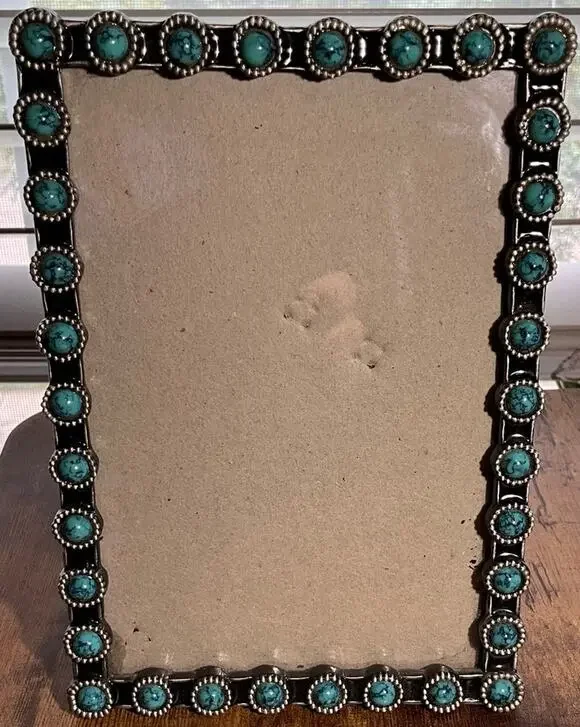 Southwest Theme Photo Frame with Turquoise Fully Studded Accents 4X6 Table Top