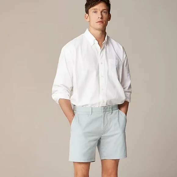 NWOT J crew green white 7'' tech oxford short