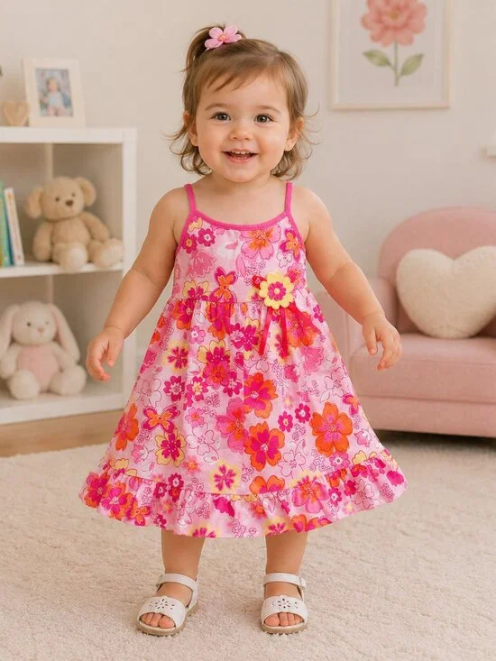 Good Lad Baby Girls Floral 2 Piece Dress 24M