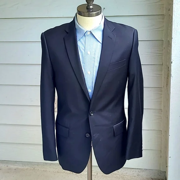 J CREW Thompson Solid Black Weave Wool‎ Mens Sz 38 R Sport Coat Blazer