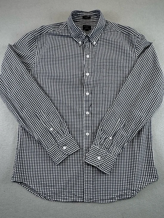 Men's J Crew Navy & White Gingham Button-Down Shirt