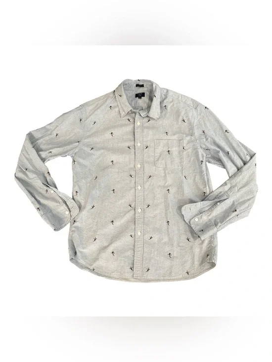 J. Crew Women’s XL Slim Fit Denim Skirer Button Up Shirt Embroidered Chambray