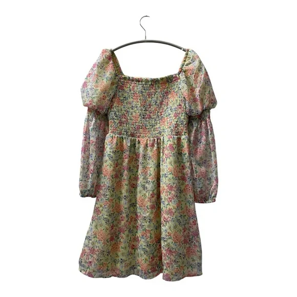 Franki by Francesca’s Yellow Floral Smocked Dress