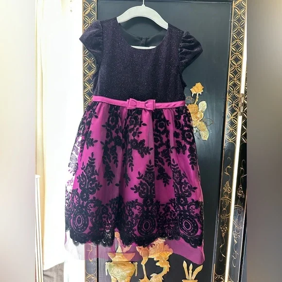 Purple and Black Lace Girls Holiday