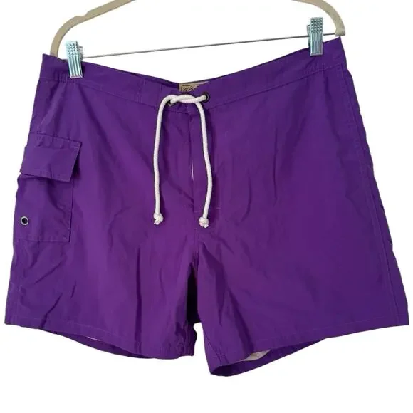 J. Crew The Original Shortboard Swim Trunks Men’s Size 35 Purple Mesh Lined