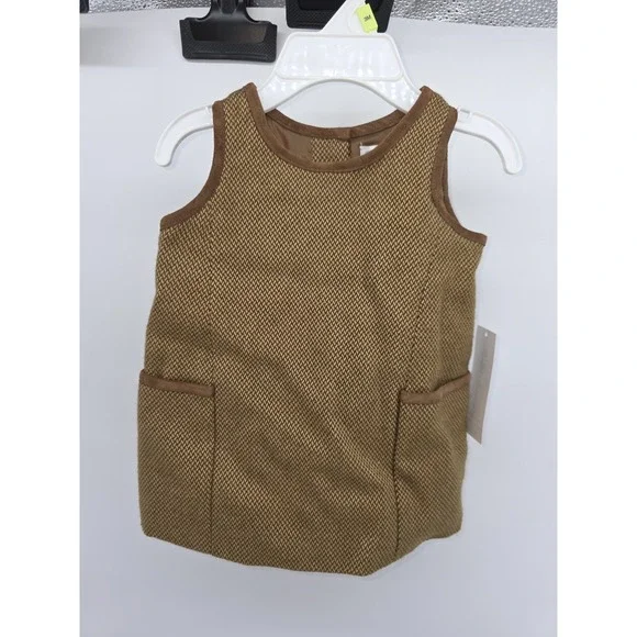 Ralph Lauren Tweed herringbone Sleeveless Jumper Dress 6 Months Nwt Leather Trim