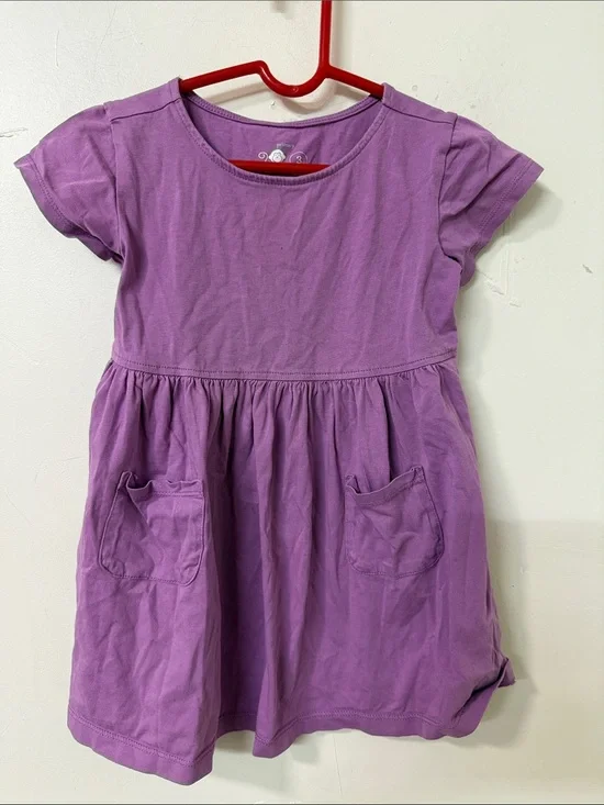 Primary Purple Short-Sleeve Pocket Dress
