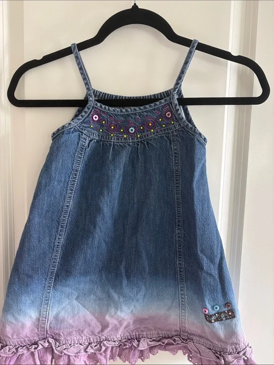 Naartjie kids Denim Girls' Spaghetti-Strap Dress with Purple Ombre