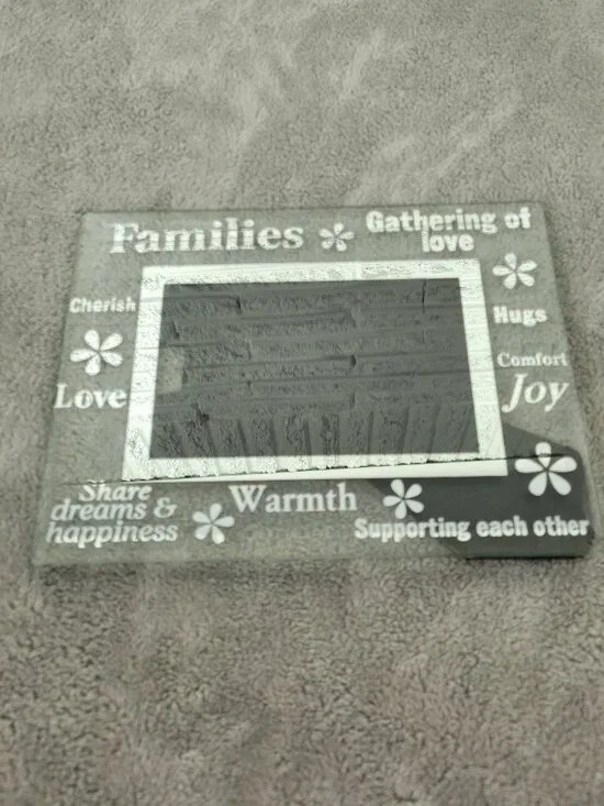 Glass Mirror Family Photo Frame 4x6 Mirrored Tabletop Sentiment Quotes S53E