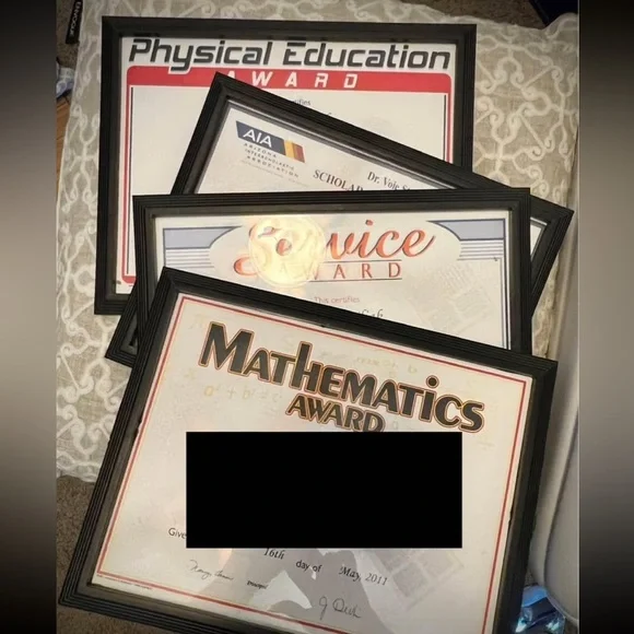 Set of 4 Black Award Certificate FRAMES