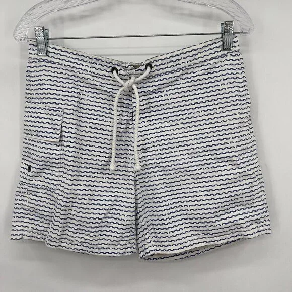J.Crew Men’s “The Original Shortboard” Swim Trunks Size 29 Blue Wave Print